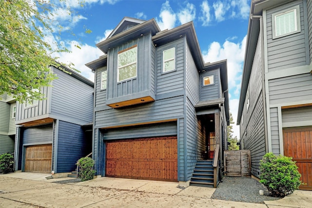 modern home featuring a garage