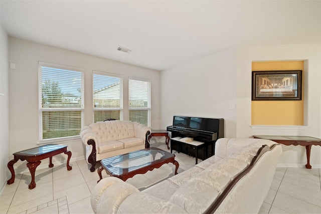 view of tiled living room