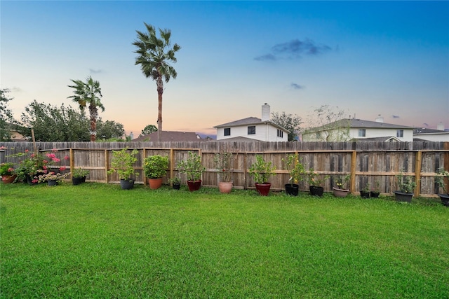 view of yard at dusk