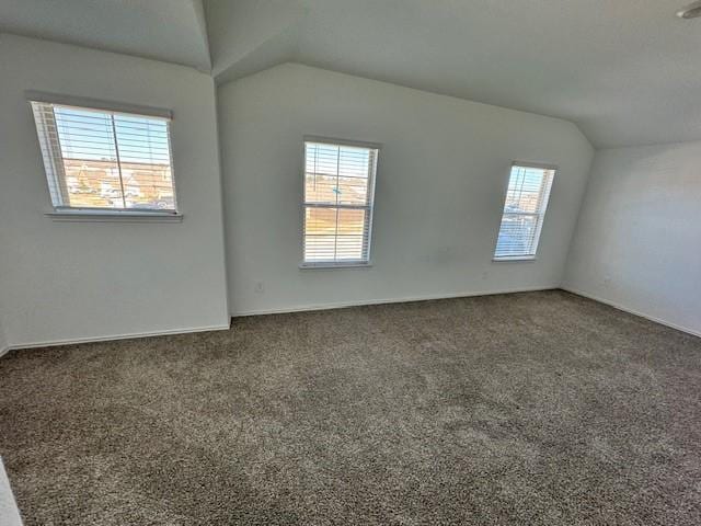 carpeted empty room featuring lofted ceiling and a healthy amount of sunlight