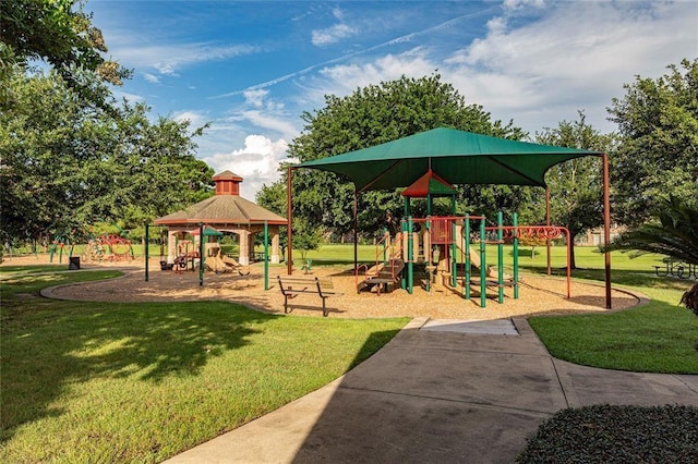 view of play area with a lawn