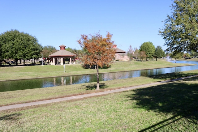 water view featuring a gazebo