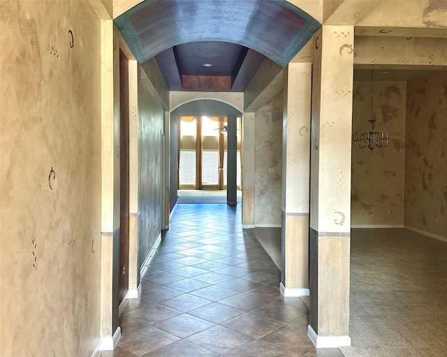 hallway featuring tile patterned floors