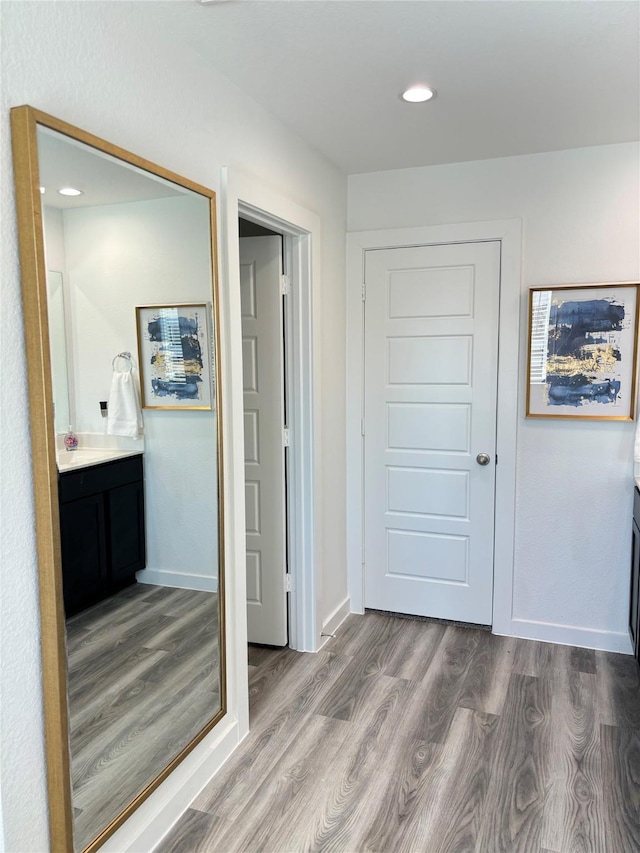 hall featuring hardwood / wood-style floors