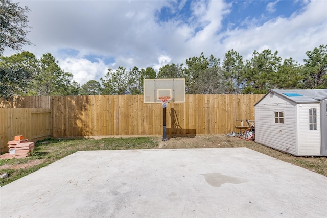 view of patio / terrace with a storage unit