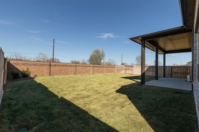 view of yard with a patio area