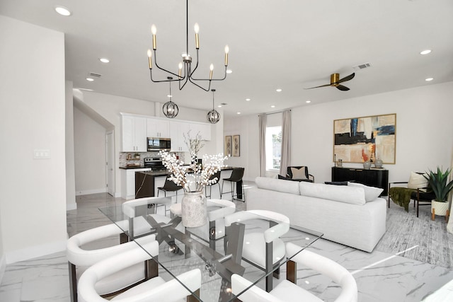 living room featuring ceiling fan