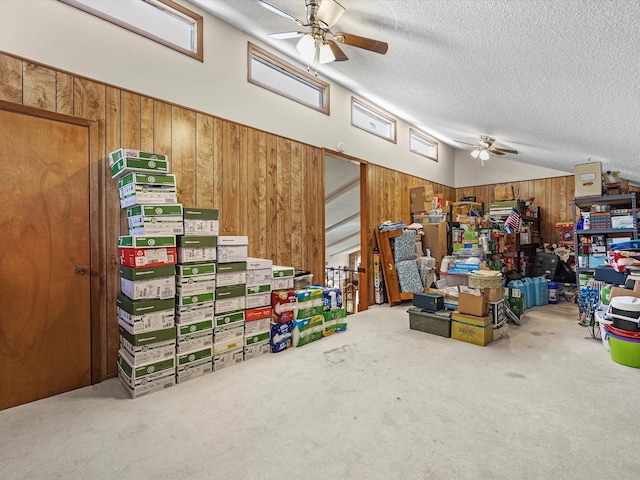 interior space featuring ceiling fan