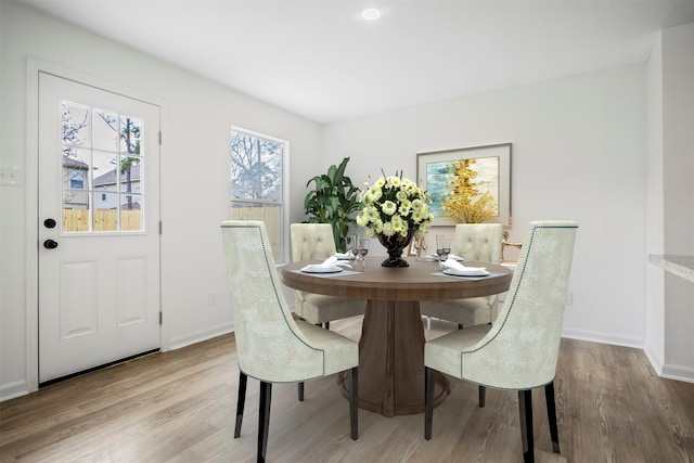 dining room with light hardwood / wood-style flooring