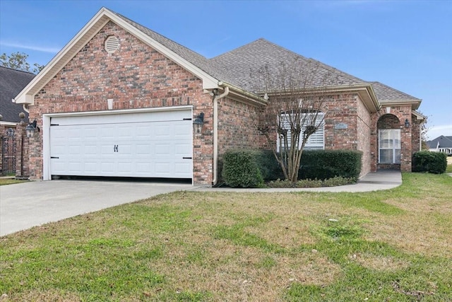 view of front of home featuring a garage and a front yard