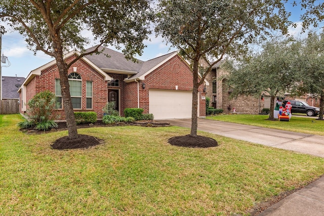 view of front facade featuring a garage and a front yard