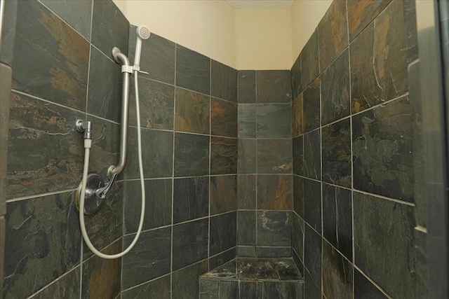 details with a tile shower