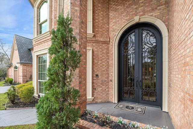 property entrance with french doors