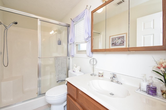 11943 Fawnview Dr, Houston, TX 77070 - full bathroom with a stall shower, vanity, and toilet