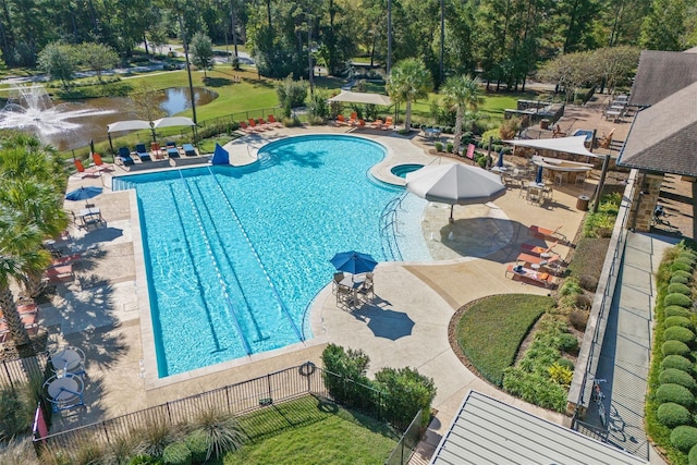 view of pool featuring a patio