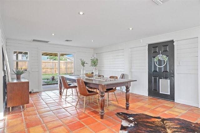 view of tiled dining space