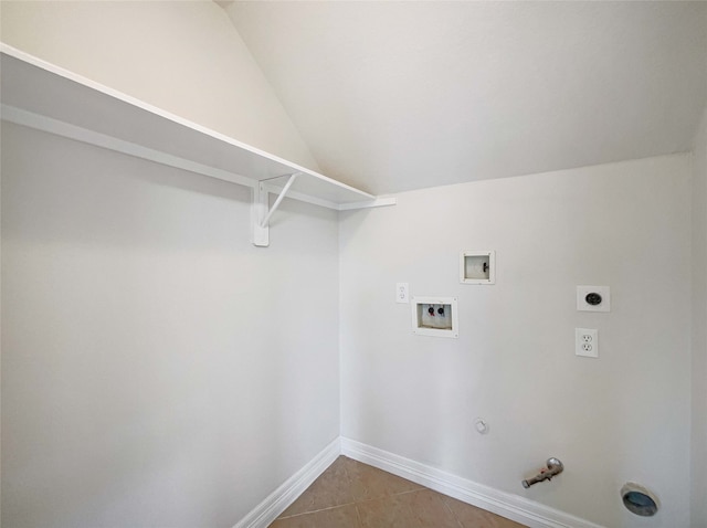 washroom featuring hookup for a washing machine, gas dryer hookup, electric dryer hookup, and tile patterned floors