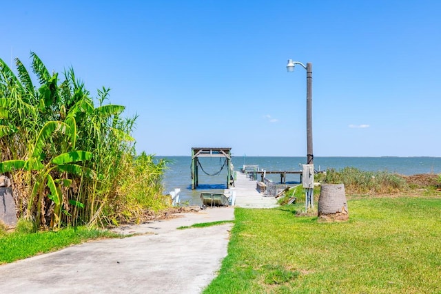 property view of water with a boat dock