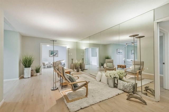 living room featuring light wood-type flooring