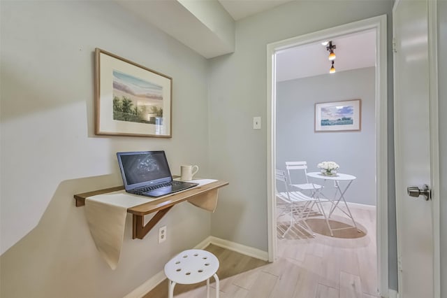 office area featuring light hardwood / wood-style flooring