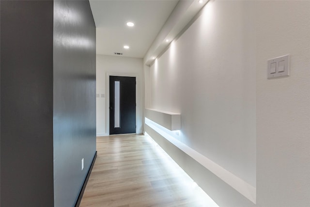 hall featuring light hardwood / wood-style flooring