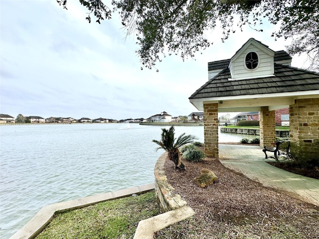 view of water feature featuring a gazebo