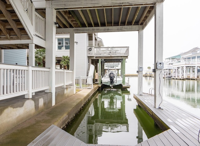 view of dock featuring a water view