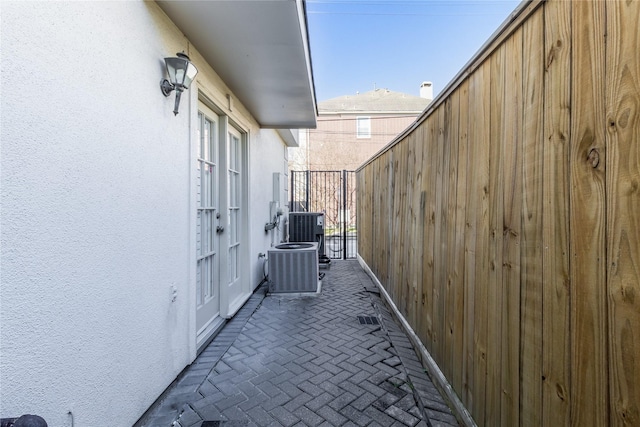 balcony with central AC unit