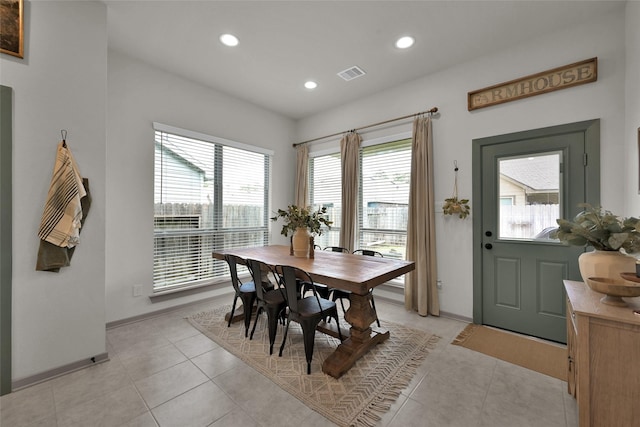 view of tiled dining room