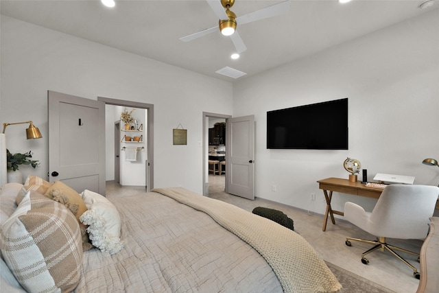 bedroom featuring ceiling fan