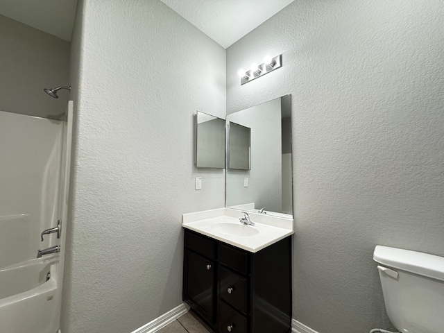 full bathroom with vanity, toilet, and shower / bath combination