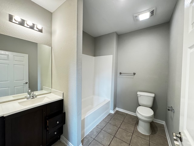 bathroom featuring vanity, toilet, and tile patterned flooring