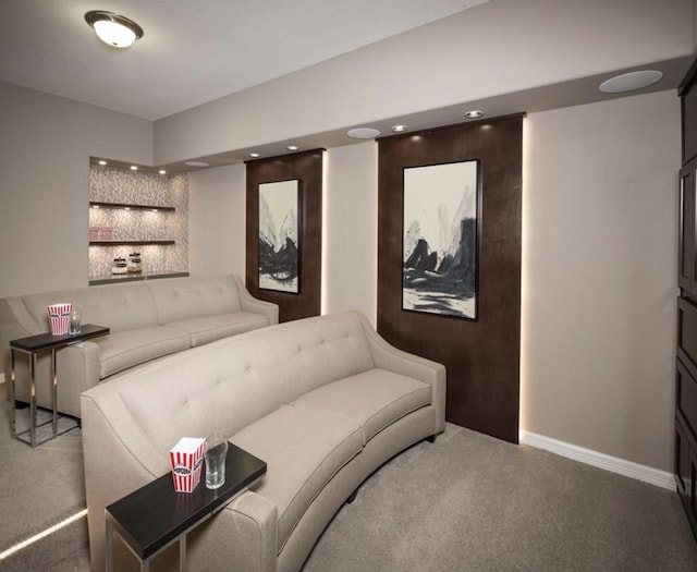 view of carpeted home theater