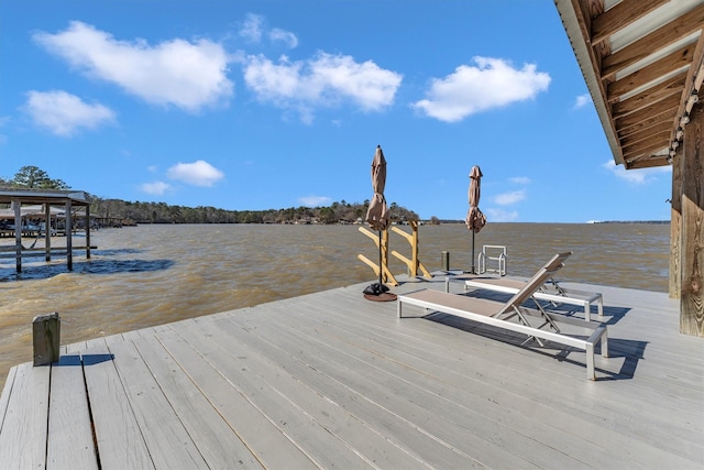 view of dock featuring a water view