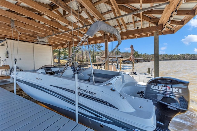 view of dock featuring a water view