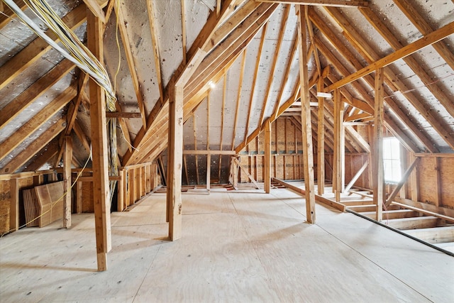 view of unfinished attic