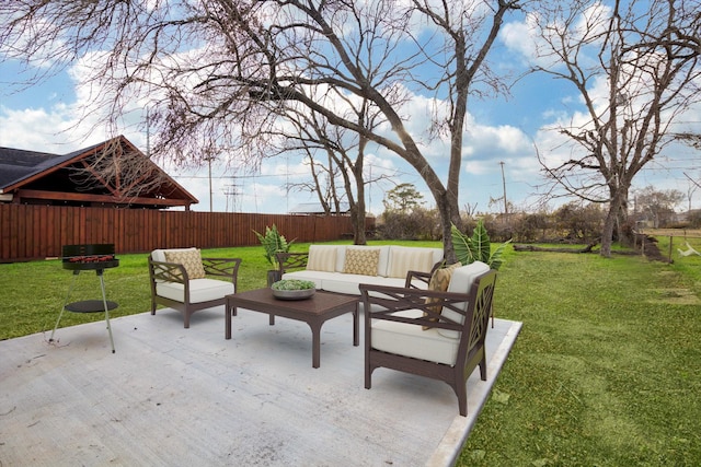 view of patio / terrace featuring an outdoor living space