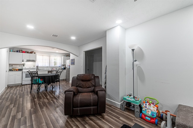 living room featuring dark hardwood / wood-style floors