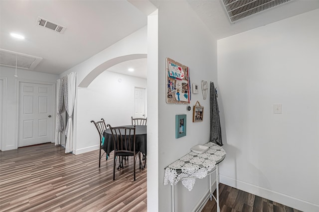 hall featuring dark hardwood / wood-style flooring