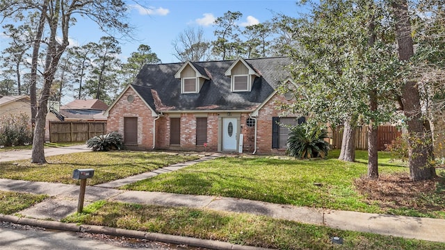 view of front of property featuring a front lawn