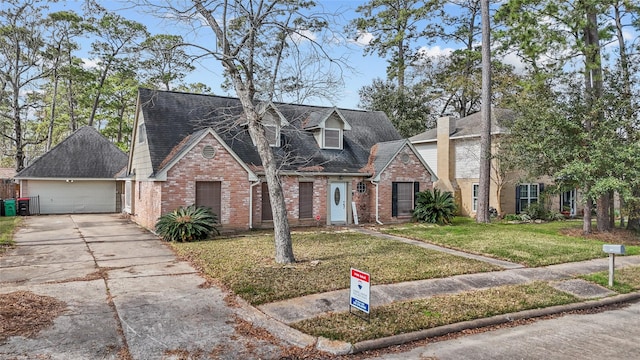 view of front of home with a garage and a front yard