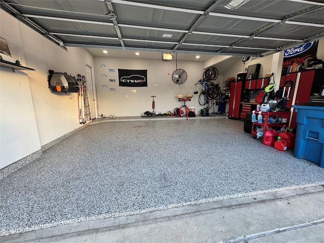 garage with a garage door opener