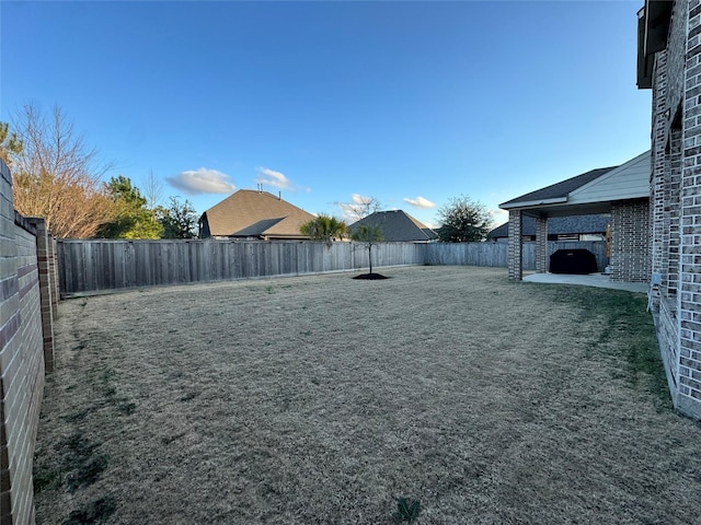 view of yard with a patio area