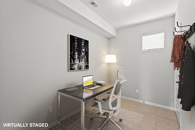 view of tiled home office