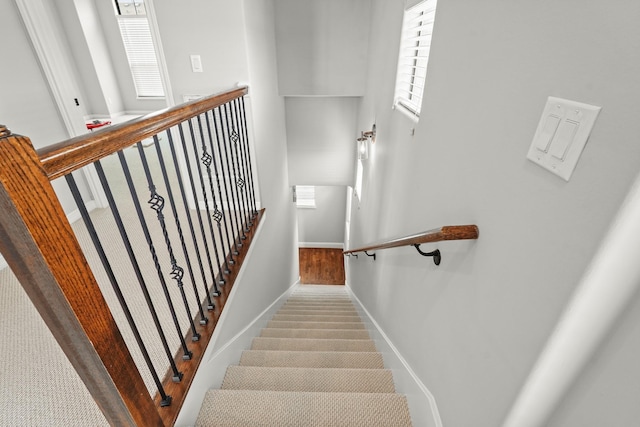 stairway with plenty of natural light