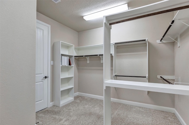 spacious closet with light carpet