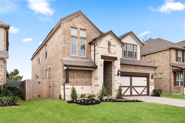 view of front of home with a garage and a front yard