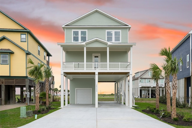 coastal home with a garage