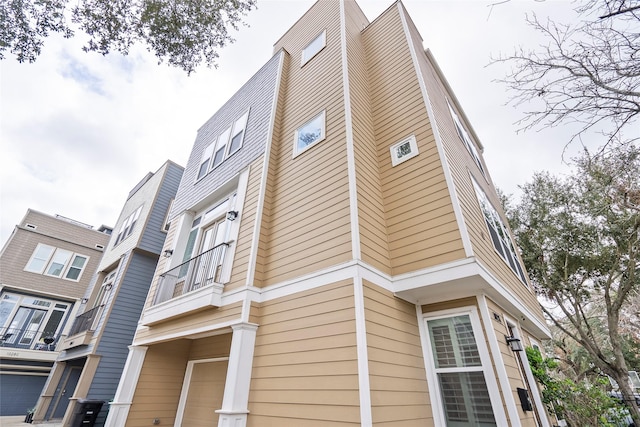 view of building exterior with a garage