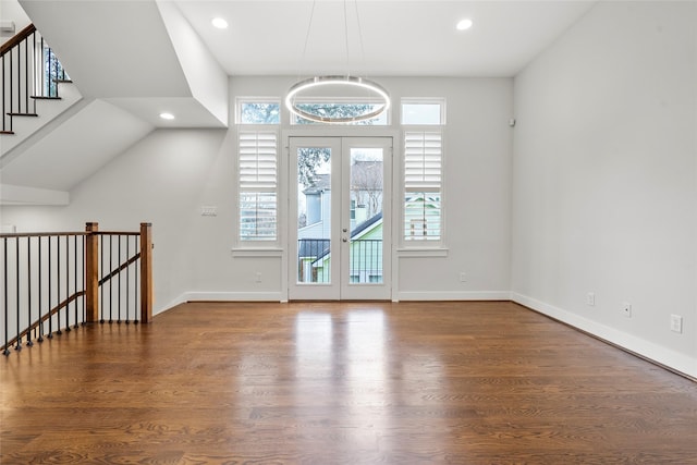 interior space featuring dark hardwood / wood-style flooring and french doors